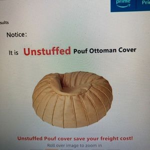 Unstuffed suede pouf cover ottoman bean bag nwt